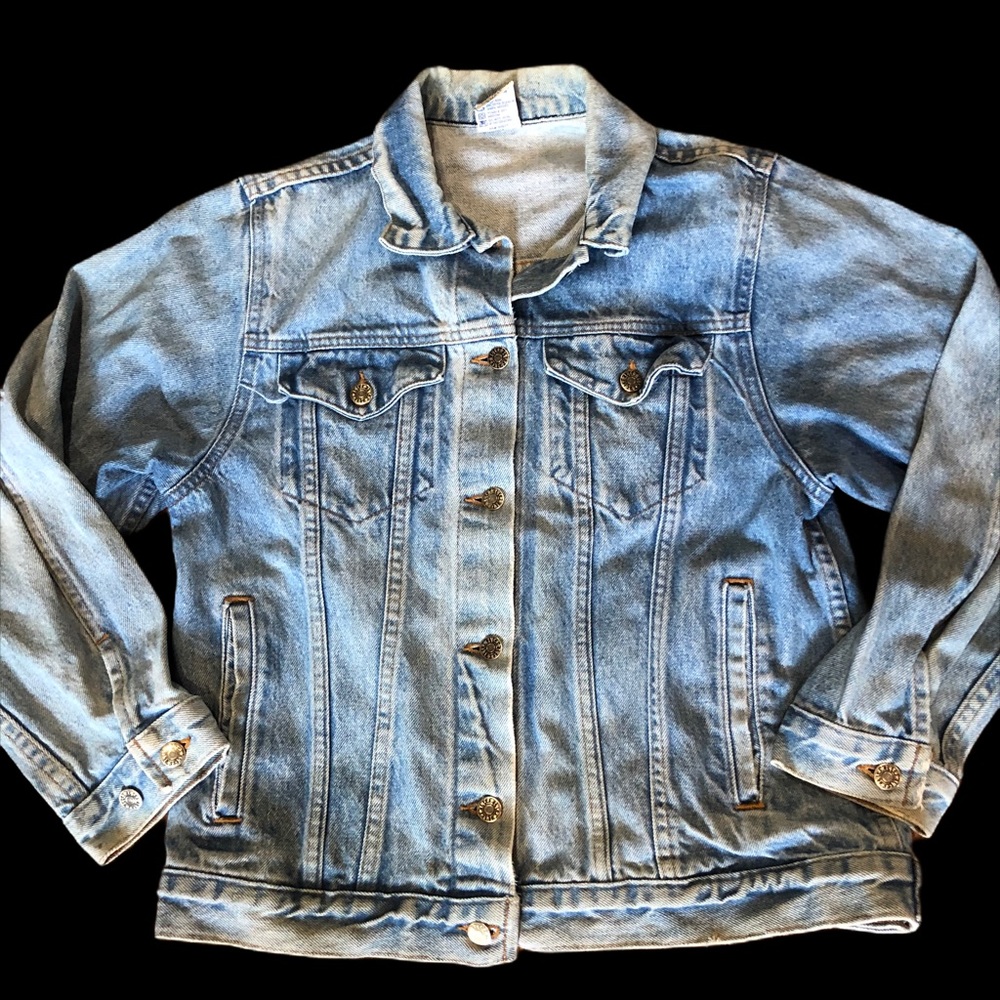 Vintage Jean Jacket with Embossed Back Art